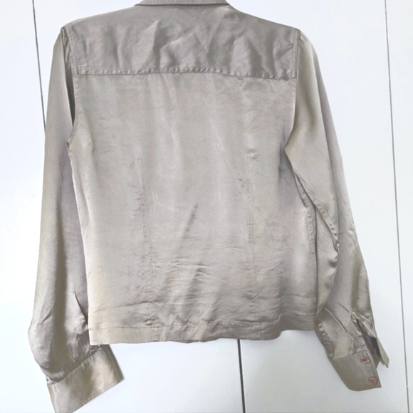 Et Vous Taupe Pure Silk Button Up Blouse size M - Picture 7 of 11
